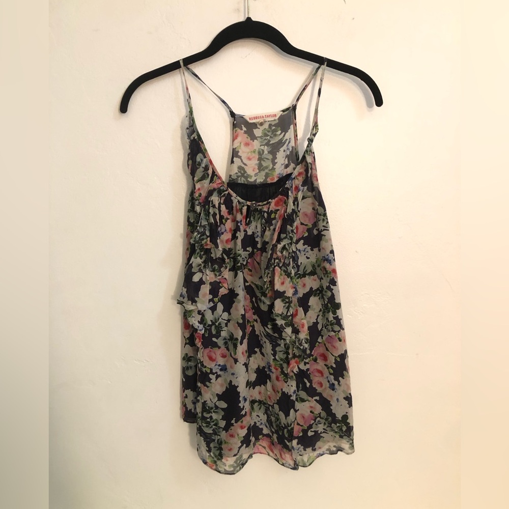 Rebecca Taylor Tank  Silk Floral Camisole Size 6 Bloomcore